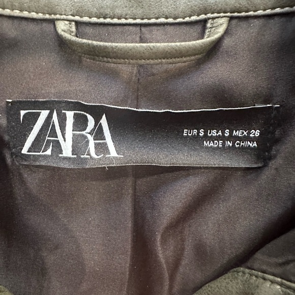 Zara Women Green Vegan Leather Western Jacket Size Small pearl button snaps - Picture 8 of 12